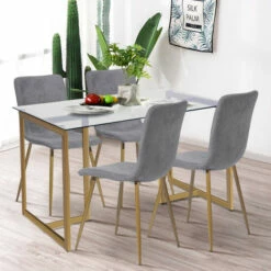 Best reviews of 😀 Carson Carrington Upholstered Dining Chair Golden Leg (Set Of 4) Blue 🧨