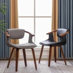 Top 10 🛒 Carson Carrington Ydermossa PU Leather & Wood Upholstered Dining Armchair (Set 2) Grey 🎁