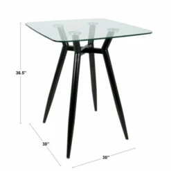 New ⌛ Carson Carrington Valbyte Mid-Century Modern Square Counter Table - N/A Clear Glass/black Metal 💯 -Carson Carrington Sales unnamed file 1116