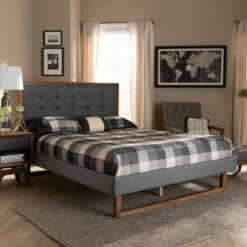 Best deal ✨ Carson Carrington Isasen Walnut Wood Platform Bed 🔥