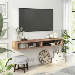 Hot Sale โ Carson Carrington Rydstorp 60-inch 2-shelf Wall-mounted TV Console Weathered Oak โค๏ธ