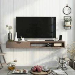 Promo 💯 Carson Carrington Rydstorp Wall-mounted TV Console Cappuccino ✨