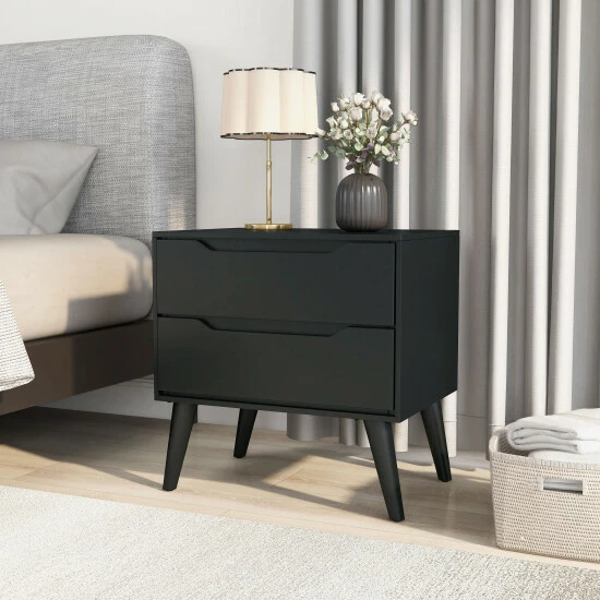 Outlet 🥰 Carson Carrington Bodo Mid-century Modern 2-drawer Nightstand Black 🤩 6 Outlet 🥰 Carson Carrington Bodo Mid-century Modern 2-drawer Nightstand Black 🤩 - Image 4