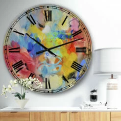 Cheapest ✔️ Carson Carrington Tomming 'Blue And Yellow Color Spatters III' Oversized Modern Wall Clock 🤩 -Carson Carrington Sales unnamed file 1246