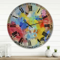 Cheapest ✔️ Carson Carrington Tomming 'Blue And Yellow Color Spatters III' Oversized Modern Wall Clock 🤩 -Carson Carrington Sales unnamed file 1247