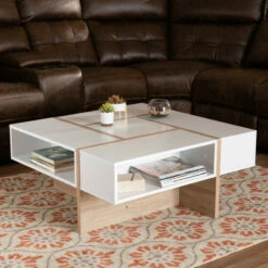 Outlet ❤️ Carson Carrington Uljeshult Modern And Contemporary Wood Coffee Table 🔔
