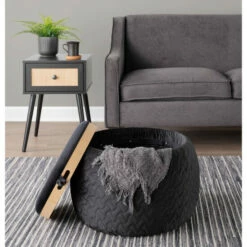 New ✔️ Carson Carrington Astrid Pouf With Tray Top Black ⌛ -Carson Carrington Sales unnamed file 1286