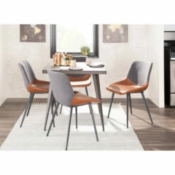 Budget 🎉 Carson Carrington Viktorp Industrial Two-Tone Chair (Set Of 2) Brown Faux Leather/grey Fabric 🤩 -Carson Carrington Sales unnamed file 1289