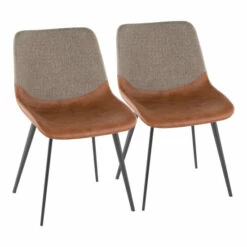 Budget 🎉 Carson Carrington Viktorp Industrial Two-Tone Chair (Set Of 2) Brown Faux Leather/grey Fabric 🤩 -Carson Carrington Sales unnamed file 1293