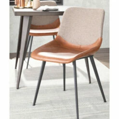 Budget 🎉 Carson Carrington Viktorp Industrial Two-Tone Chair (Set Of 2) Brown Faux Leather/grey Fabric 🤩 -Carson Carrington Sales unnamed file 1294