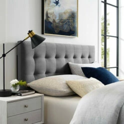 Best deal ⌛ Carson Carrington Labbgard King Biscuit Tufted Velvet Headboard Grey 🌟