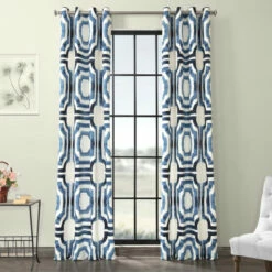 Cheapest 🛒 Carson Carrington Juby Grommet Printed Cotton Curtain (1 Panel) Mecca Blue ⭐ -Carson Carrington Sales unnamed file 1385