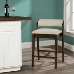 Wholesale 🤩 Carson Carrington Jugas Non-swivel Counter Height Stool Distressed Gray & Light Beige 🌟