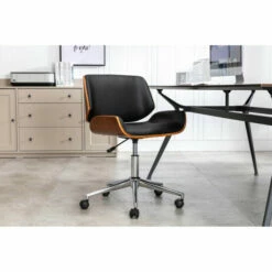 New ❤️ Carson Carrington Herning Wood And PU Leather Office Chair Black 😍 -Carson Carrington Sales unnamed file 1483