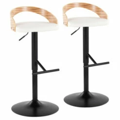 Budget 💯 Carson Carrington Stavanger Adjustable Bar Stool (Set Of 2) White Pu/zebra Wood/black Oval 😀 -Carson Carrington Sales unnamed file 1502
