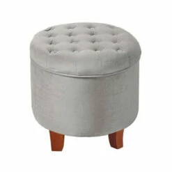 Deals ⌛ Carson Carrington Hare Large Button-tufted Round Storage Ottoman Ink Navy Velvet ⭐ -Carson Carrington Sales unnamed file 1539