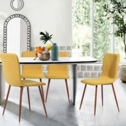 Budget ❤️ Carson Carrington Mid-century Modern Fabric Dining Chairs (Set Of 4) Grey/walnut 🤩