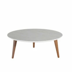 New 😍 Carson Carrington Bata 23.62-inch Round Low Coffee Table White ⭐