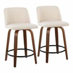 Best Pirce 🔥 Carson Carrington Vallberga 24" Counter Stool With Walnut Wood Base (Set Of 2) Light Green Fabric/round Chrome Footrest 😉 -Carson Carrington Sales unnamed file 1623
