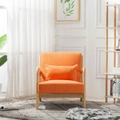 Hot Sale 🥰 Carson Carrington Lunger Upholstered Wood Lounge Chair Orange 👍 -Carson Carrington Sales unnamed file 1684