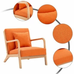 Hot Sale 🥰 Carson Carrington Lunger Upholstered Wood Lounge Chair Orange 👍 -Carson Carrington Sales unnamed file 1687