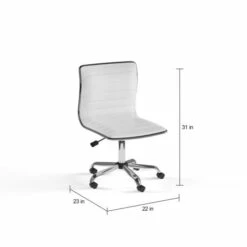 Best deal ❤️ Carson Carrington Olafsvik Swivel Mid Back Armless Ribbed Task Leather White Upholstery Office Chair 👍 -Carson Carrington Sales unnamed file 1714