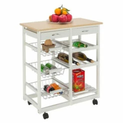 Flash Sale 😀 Carson Carrington Dalur Wood & Steel Rolling Kitchen Cart 🎉