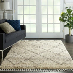 Top 10 ๐ Carson Carrington Hjaltaryd Trellis Shag Area Rug Ivory/grey โ