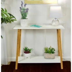 Hot Sale 🔥 Carson Carrington Kakarberg 2-Tier Solid Bamboo Frame Console Table Caramel & Black 👍 -Carson Carrington Sales unnamed file 1772