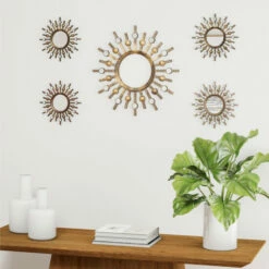 Hot Sale ❤️ Carson Carrington Degerfors Two-tone Bronze Burst Wall Mirrors (Set Of 5) 😀