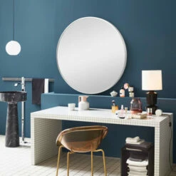 Cheap 😍 Carson Carrington Salmi Large Aluminum Alloy Round Mirror Grey ⌛
