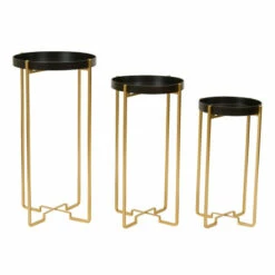 Wholesale 😀 Carson Carrington Tagslatt Black & Gold Accent Tables (Set Of 3) - 32"H X 16"W X 16"D / 27.5 X 14 X 14 / 24 X 12 X 12 😀 -Carson Carrington Sales unnamed file 2310