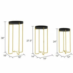 Wholesale 😀 Carson Carrington Tagslatt Black & Gold Accent Tables (Set Of 3) - 32"H X 16"W X 16"D / 27.5 X 14 X 14 / 24 X 12 X 12 😀 -Carson Carrington Sales unnamed file 2313