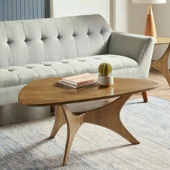 Discount 😉 Carson Carrington Telsiai Triangular Wood Coffee Table Brown ⭐ -Carson Carrington Sales unnamed file 233