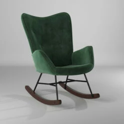Best deal 🤩 Carson Carrington Mid-century Modern Velvet Rocker Accent Chair Green/ Beech ✔️ -Carson Carrington Sales unnamed file 2383