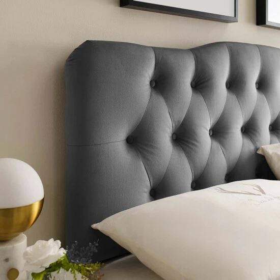 New ⭐ Carson Carrington Labbetorp Queen Diamond Tufted Velvet Headboard Light Blue ⭐ 7 New ⭐ Carson Carrington Labbetorp Queen Diamond Tufted Velvet Headboard Light Blue ⭐ - Image 5