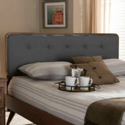 Flash Sale 🎉 Carson Carrington Ulvik Mid-century Button-tufted Fabric Headboard Dark Gray ⭐