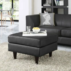 Budget ✨ Carson Carrington Humlebaek Leather Ottoman Black 😀