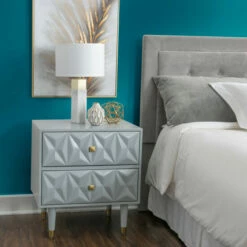 Top 10 ✔️ Carson Carrington Geo Wood Nightstand Grey 👏