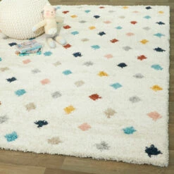 New 🛒 Carson Carrington Ishult Diamond Shag Area Rug White 🔔