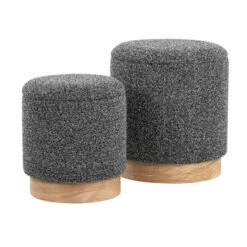 Outlet 🥰 Carson Carrington Corday Terry Cloth Nesting Ottoman Set Cream 🧨