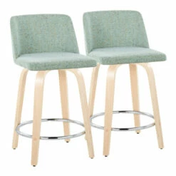 Budget 😍 Carson Carrington Vallberga 24" Counter Stool With Natural Wood Base (Set Of 2) Light Green Fabric/square Black Footrest ✨ -Carson Carrington Sales unnamed file 2748