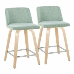 Budget 😍 Carson Carrington Vallberga 24" Counter Stool With Natural Wood Base (Set Of 2) Light Green Fabric/square Black Footrest ✨ -Carson Carrington Sales unnamed file 2749