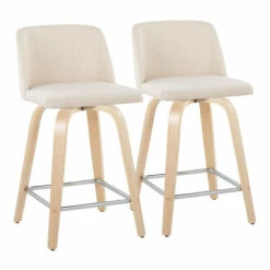 Budget 😍 Carson Carrington Vallberga 24" Counter Stool With Natural Wood Base (Set Of 2) Light Green Fabric/square Black Footrest ✨ -Carson Carrington Sales unnamed file 2750