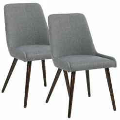 Flash Sale 🥰 Carson Carrington Hundested Mid-century Walnut Leg Fabric Dining Chairs 2-piece Set Walnut Legs/dark Grey Fabric 💯