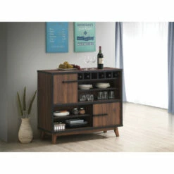 Best deal ❤️ Carson Carrington Oestersund Walnut And Black Wine Cabinet 🥰