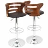 Hot Sale 🥰 Carson Carrington Cranagh Adjustable Bar Stool (Set Of 2) Grey Faux Leather 🤩