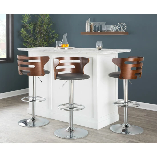 Hot Sale 🥰 Carson Carrington Cranagh Adjustable Bar Stool (Set Of 2) Grey Faux Leather 🤩 5 Hot Sale 🥰 Carson Carrington Cranagh Adjustable Bar Stool (Set Of 2) Grey Faux Leather 🤩 - Image 3