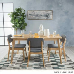 Outlet 👏 Carson Carrington Kemi Mid-century 5-piece Wood Large Rectangular Dining Set Light Grey + Walnut ❤️ -Carson Carrington Sales unnamed file 2825