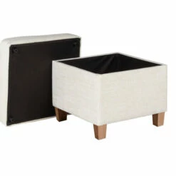 Flash Sale 🎁 Carson Carrington Hassel Square Storage Ottoman Wood Legs Soft Neutral ⭐ -Carson Carrington Sales unnamed file 3006